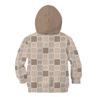 Hawaiian Palaka Quilt Pattern Kid Hoodie Hawaii Culture Tropical Flowers Mix - Polynesian Pride