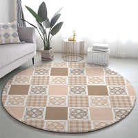 Hawaiian Palaka Quilt Pattern Round Carpet Hawaii Culture Tropical Flowers Mix - Polynesian Pride