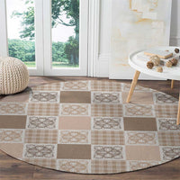 Hawaiian Palaka Quilt Pattern Round Carpet Hawaii Culture Tropical Flowers Mix - Polynesian Pride