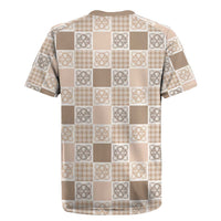 Hawaiian Palaka Quilt Pattern Rugby Jersey Hawaii Culture Tropical Flowers Mix - Polynesian Pride