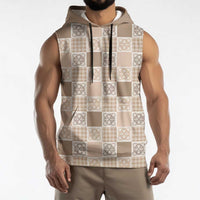 Hawaiian Palaka Quilt Pattern Sleeveless Hoodie Hawaii Culture Tropical Flowers Mix LT9 - Polynesian Pride