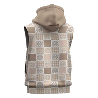 Hawaiian Palaka Quilt Pattern Sleeveless Zip Hoodie Hawaii Culture Tropical Flowers Mix - Polynesian Pride