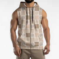Hawaiian Palaka Quilt Pattern Sleeveless Zip Hoodie Hawaii Culture Tropical Flowers Mix LT9 - Polynesian Pride
