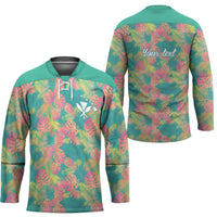 Seamless Hawaiian Quilt Pattern Hockey Jersey Hawaii Culture Palm Leaf Tropical - Polynesian Pride