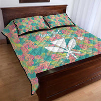 Seamless Hawaiian Quilt Pattern Quilt Bed Set Hawaii Culture Palm Leaf Tropical - Polynesian Pride