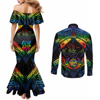tonga-lgbt-couples-matching-mermaid-dress-and-long-sleeve-button-shirts-love-is-love-ngatu-rainbow-water-color