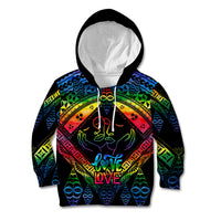 Tonga LGBT Kid Hoodie Love Is Love Ngatu Rainbow Water Color LT9 Hoodie Black - Polynesian Pride