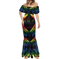 Personalised Tonga LGBT Mermaid Dress Love Is Love Ngatu Rainbow Water Color LT9 - Polynesian Pride