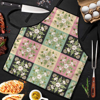 Seamless Pattern Maile and Pikake Lei Apron Squares Maile Leaf - Polynesian Pride