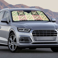 Seamless Pattern Maile and Pikake Lei Auto Sun Shade Squares Maile Leaf - Polynesian Pride