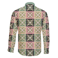 Seamless Pattern Maile and Pikake Lei Family Matching Puletasi and Hawaiian Shirt Squares Maile Leaf - Polynesian Pride