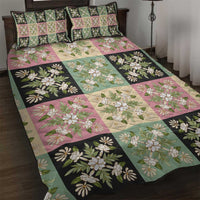 Seamless Pattern Maile and Pikake Lei Quilt Bed Set Squares Maile Leaf - Polynesian Pride