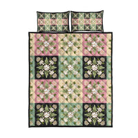 Seamless Pattern Maile and Pikake Lei Quilt Bed Set Squares Maile Leaf - Polynesian Pride