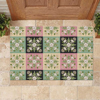Seamless Pattern Maile and Pikake Lei Rubber Doormat Squares Maile Leaf - Polynesian Pride