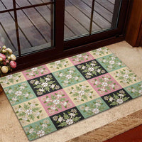 Seamless Pattern Maile and Pikake Lei Rubber Doormat Squares Maile Leaf - Polynesian Pride