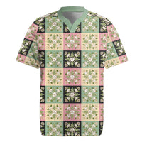 Seamless Pattern Maile and Pikake Lei Rugby Jersey Squares Maile Leaf - Polynesian Pride