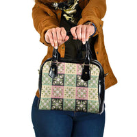 Seamless Pattern Maile and Pikake Lei Shoulder Handbag Squares Maile Leaf - Polynesian Pride