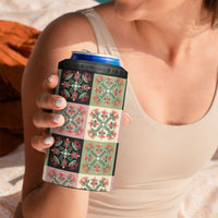 Seamless Pattern Pikake Lei 4 in 1 Can Cooler Tumbler Floral Squares Pikake - Polynesian Pride