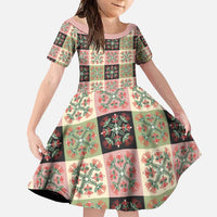 Seamless Pattern Pikake Lei Family Matching Summer Maxi Dress and Hawaiian Shirt Floral Squares Pikake - Polynesian Pride