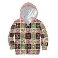 Seamless Pattern Pikake Lei Kid Hoodie Floral Squares Pikake - Polynesian Pride