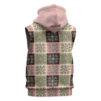 Seamless Pattern Pikake Lei Sleeveless Zip Hoodie Floral Squares Pikake - Polynesian Pride