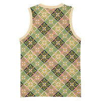 Seamless Pattern Puakenikeni and Kalo Basketball Jersey - Polynesian Pride