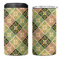 Seamless Pattern Puakenikeni and Kalo 4 in 1 Can Cooler Tumbler - Polynesian Pride