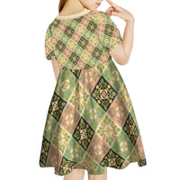 Seamless Pattern Puakenikeni and Kalo Kid Short Sleeve Dress - Polynesian Pride