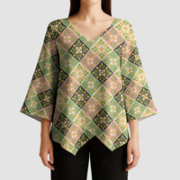 Seamless Pattern Puakenikeni and Kalo Kimono Sleeve Blouse - Polynesian Pride