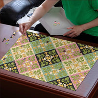 Seamless Pattern Puakenikeni and Kalo Puzzle - Polynesian Pride