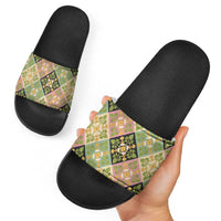 Seamless Pattern Puakenikeni and Kalo Slide Sandals - Polynesian Pride