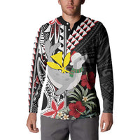 Hawaii Monk Seal Santa Button Sweatshirt Hibiscus Kakau Pattern Mele Kalikimaka