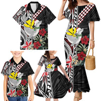 Hawaii Monk Seal Santa Family Matching Mermaid Dress and Hawaiian Shirt Hibiscus Kakau Pattern Mele Kalikimaka