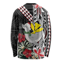 Hawaii Monk Seal Santa Long Sleeve Shirt Hibiscus Kakau Pattern Mele Kalikimaka