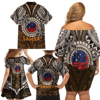 Samoa Warrior Family Matching Off Shoulder Short Dress and Hawaiian Shirt The Mighty Samoan Warrior Spirit