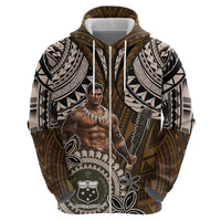 Samoa Warrior Zip Hoodie The Mighty Samoan Warrior Spirit LT9 - Polynesian Pride