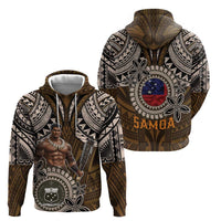 Samoa Warrior Zip Hoodie The Mighty Samoan Warrior Spirit LT9 - Polynesian Pride