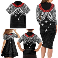 Samoan Tanoa Kava Bowl Ula Fala Family Matching Long Sleeve Bodycon Dress and Hawaiian Shirt Polynesian Tribal Vibe