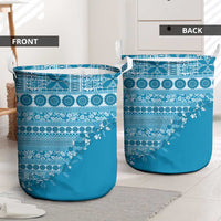 Fiji Marau na Kerisimasi Laundry Basket Aqua Tagimoucia Tapa Masi Tribal - Polynesian Pride