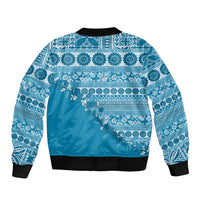 Fiji Marau na Kerisimasi Bomber Jacket Aqua Tagimoucia Tapa Masi Tribal - Polynesian Pride