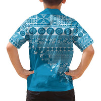 Fiji Marau na Kerisimasi Family Matching Puletasi and Hawaiian Shirt Aqua Tagimoucia Tapa Masi Tribal - Polynesian Pride