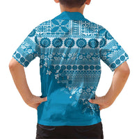 Fiji Marau na Kerisimasi Family Matching Short Sleeve Bodycon Dress and Hawaiian Shirt Aqua Tagimoucia Tapa Masi Tribal LT9 - Polynesian Pride