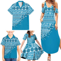 Fiji Marau na Kerisimasi Family Matching Summer Maxi Dress and Hawaiian Shirt Aqua Tagimoucia Tapa Masi Tribal LT9 - Polynesian Pride