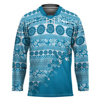 Fiji Marau na Kerisimasi Hockey Jersey Aqua Tagimoucia Tapa Masi Tribal LT9 Unisex Aqua - Polynesian Pride