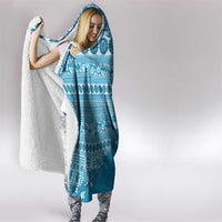 Fiji Marau na Kerisimasi Hooded Blanket Aqua Tagimoucia Tapa Masi Tribal - Polynesian Pride