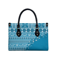 Fiji Marau na Kerisimasi Leather Bag Aqua Tagimoucia Tapa Masi Tribal - Polynesian Pride