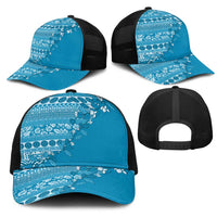 Fiji Marau na Kerisimasi Mesh Trucker Cap Aqua Tagimoucia Tapa Masi Tribal LT9 - Polynesian Pride