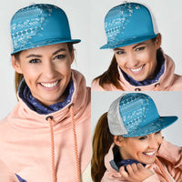 Fiji Marau na Kerisimasi Mesh Trucker Cap Aqua Tagimoucia Tapa Masi Tribal LT9 - Polynesian Pride