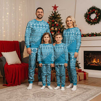 Fiji Marau na Kerisimasi Christmas Pajama Set Aqua Tagimoucia Tapa Masi Tribal - Polynesian Pride