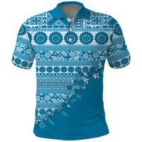 Fiji Marau na Kerisimasi Polo Shirt Aqua Tagimoucia Tapa Masi Tribal LT9 Aqua - Polynesian Pride